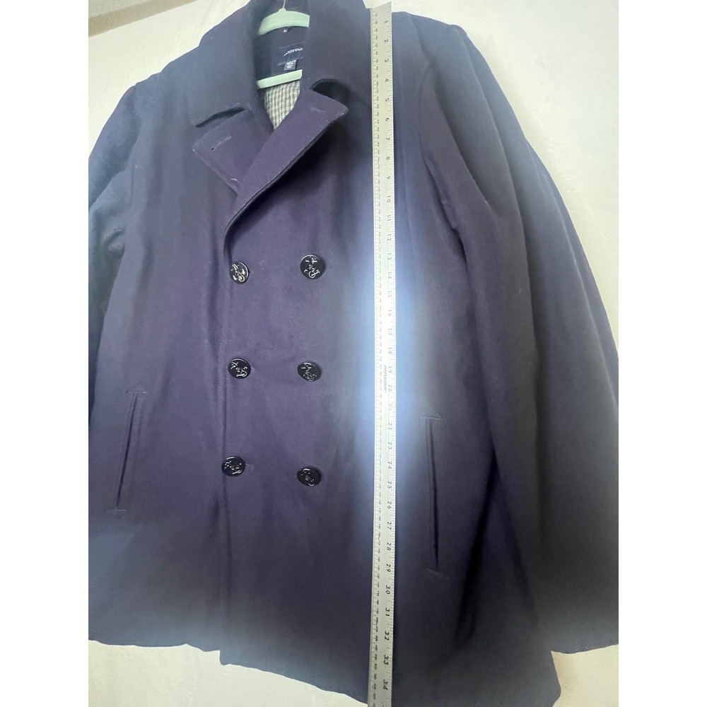 Lands End Mens XXL Tall Peacoat Navy Wool Blend Double Breasted Coat 50-52 - Picture 8 of 12
